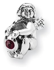 January Birthstone, Angel Charm in Silver for 3mm Bracelets
