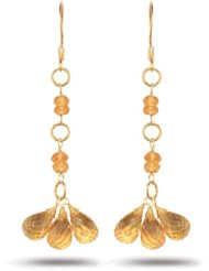 7.60 Cts Citrine Earrings in 18K Yellow Gold