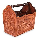 Leather magazine rack, 'Inca Mailman'