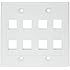 RiteAV - Keystone Wall Plate Double Gang 8-Port White (1 Piece Flush)