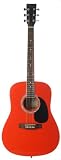 Barcelona D100 Full-Size Dreadnought Acoustic Guitar with Spruce Top - Transparent Red
