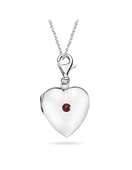 0.12 Cts Garnet Solitaire Multi-Purpose Heart Charm Locket Pendant in Silver