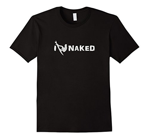 Men's I Surf Naked TShirt White Print Medium Black