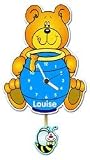 Personalised Blue Honey Bear Pendulum Wall Clock