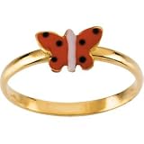 14K Yellow Gold Children's Butterfly Enamel Ring