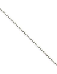1.2mm Solid 14K White Gold High Polish Classic Ball Link Chain Necklace 16" - 30" Available