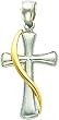 14K Two Tone Gold Flame Cross Pendant
