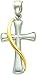 14K Two Tone Gold Flame Cross Pendant