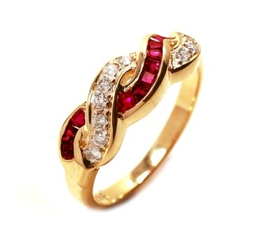 14k Yellow Gold Ruby & Diamond Ring Size 6.5 Ct.tw 0.60