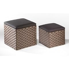 WOHNAKZENTE! Dekorative Hocker im 2er Set dunkelbraun, auch als Truhe verwendbar.ca. 33 x 33 x GH ca. 31 cm, ca. 41 x 41 x GH ca.39cm