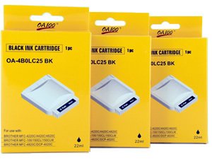 Compatible Brother LC25BK Combo 3-Pack: 3 Black Ink Cartridges
