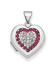 Genuine IceCarats Designer Jewelry Gift Sterling Silver 15Mm Red & White Swarovski Elements Locket