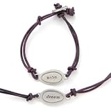 DREAM in Hebrew & English Pewter & Leather Bracelet by Emily Rosenfeld
