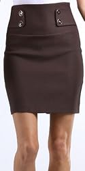 High Waist Stretch Pencil Skirt with Button Detail