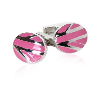 Unique Pink Designer Enamel Silver Cufflinks with Gift Box Deals
