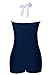 WINDAY Elegant Retro Inspired Boy-Leg One Piece Ruched Monokinis Swimsuit 14 White/Blue
