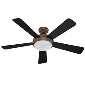 Hunter 21628 Palermo 52-Inch 5-Blade Ceiling Fan, Brushed Bronze with Black and Walnut Blades