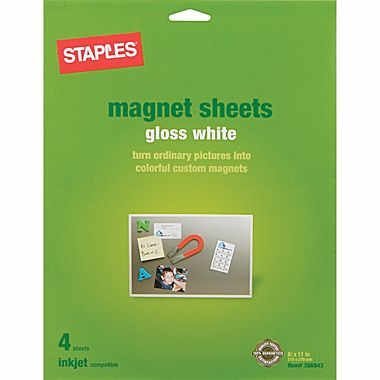 Staples Inkjet Magnetic Sheets - 8.5 x 11-inches - 4 Sheets per Pack (3 Packs)