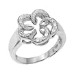 Sterling Silver Rhodium Ring with Clear CZ - Flower -Size: 6, 8-9 Sterling Silver Rhodium Ring with Clear CZ - Flower -Size: 6, 8-9