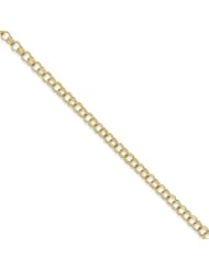 10k Yellow Gold 8in Solid Double Link Charm Bracelet. Metal Wt- 3.24g