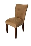 Dining Chair in Taupe Microfiber with Walnut Finish Wood Legs (Set of 2)