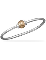 Sterling Silver 5.5 Inch Two Tone Add A Charm Bangle