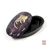 Handmade wooden mother of pearl trinket box, purple orchid