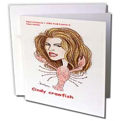 Londons Times Funny Panel Hollywood Cartoons - Cindy Crawfish - Greeting Cards-12 Greeting Cards with envelopes