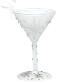 Lolita Martini Glass Christmas Ornament Silver Snowflake