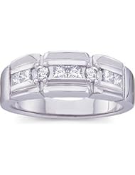 14K White Gold 3/4 ct tw Gents Diamond Ring