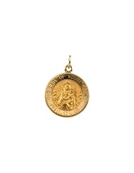 CleverEve Designer Series 14K Yellow Gold 0.90 grams Our Lady of Mount Carmel Medal Pendant 12.00mm