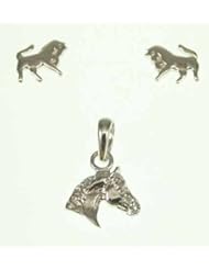 kala-isjewels- Ladies - Silver Sterling "" Horses ""Pendant ( 0,70"" ) , Earrings