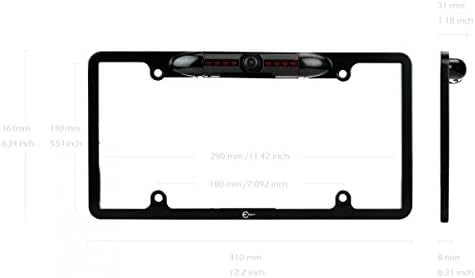 [2015 Latest] Vilso® EC170-09 Waterproof High Sensitive Color CMOS Black Aluminum Alloy Universal Car License Plate Frame Mount Rear View Backup Camera with 170 Degree Viewing Angle and 8 IR LED Night Vision