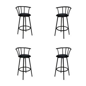 4 24 Black Swivel Metal Bar Stools With Black Vinyl Seat by The Furniture Cove