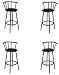 4 24″ Black Swivel Metal Bar Stools With Black Vinyl Seat