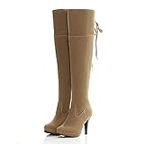 Charm Foot Fashion Womens High Heel Over the Knee Riding Boots (13, Apricot)