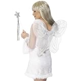 SMIFFYS WHITE FANTASY FAIRY WINGS & WAND FANCY DRESS COSTUME