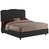Black Shantung Tufted Bed (Queen)