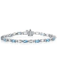 14k White Gold Diamond and Blue Topaz Bracelet