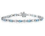14k White Gold Diamond and Blue Topaz Bracelet