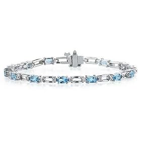 14k White Gold Diamond and Blue Topaz Bracelet by Szul