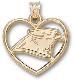 Carolina Panther Logo Heart 14K Charm/Pendant