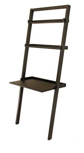 Leaning Desk with 2-Shelves - Black