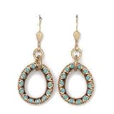 14K Antique Gold 1 Teardrop Dangle Earrings with Turquoise Stone Accents by La Vie Parisienne