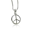 White Silver Small Peace Pendant Necklace Fashion Jewelry 16"