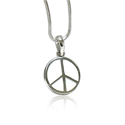 White Silver Small Peace Pendant Necklace Fashion Jewelry 16"