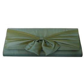Clutch, Satin Shinny , Two Tone Material, Bow Design, Evening Bag - Gina (N8160)