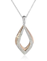 18k Rose Gold Plated Sterling Silver Diamond Pendant Necklace (1/10 Cttw, I-J Color, I2-I3 Clarity), 18"