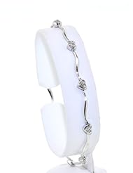 14K White Gold Diamond Heart Bracelet