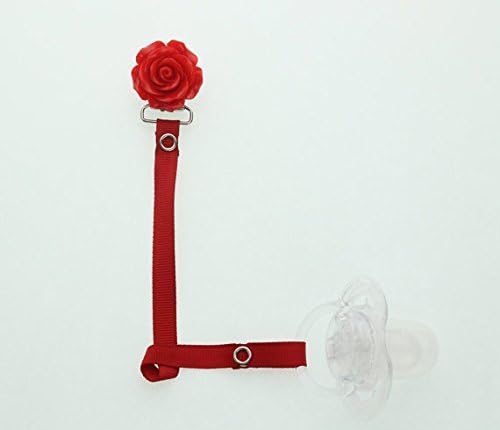Flower Ribbon Pacifier Clip (Red)